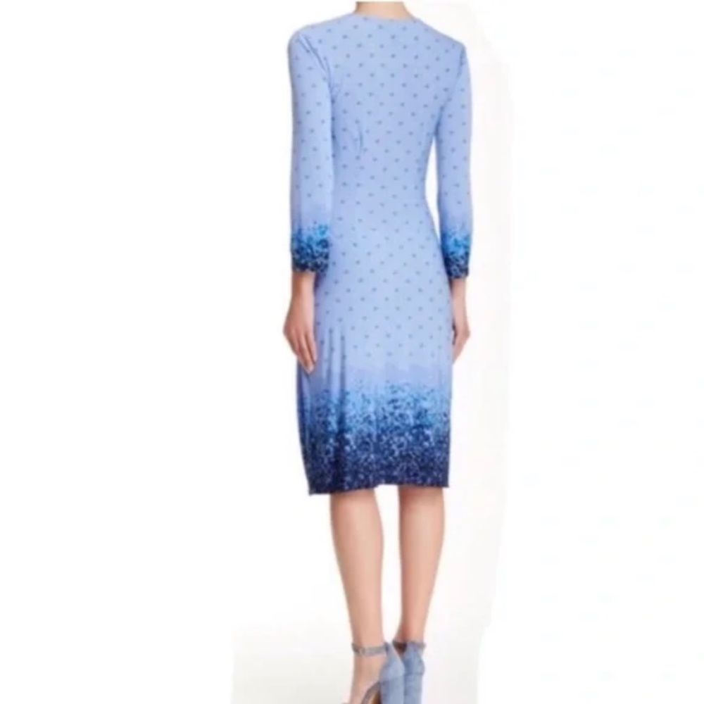 BCBGMAXAZRIA: Adele Blue Floral Wrap Dress (NWOT) - Picture 2 of 4